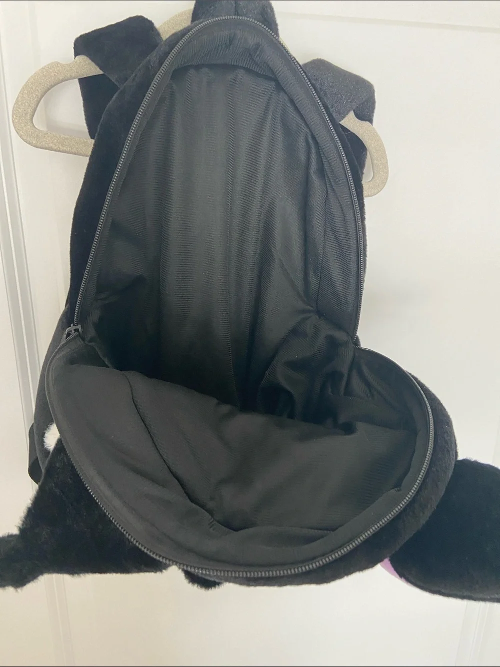 Plush Kids Backpack - Black with Purple Accents